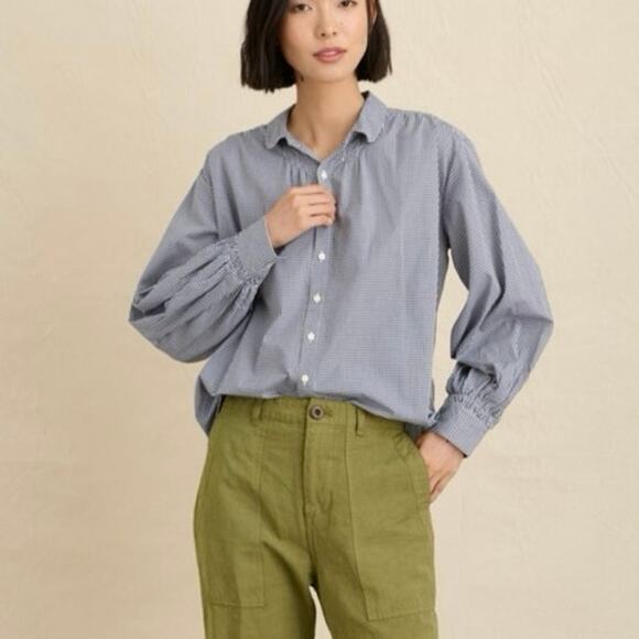 ALEX MILL Kit Shirt in mini gingham navy size large - Picture 1 of 10